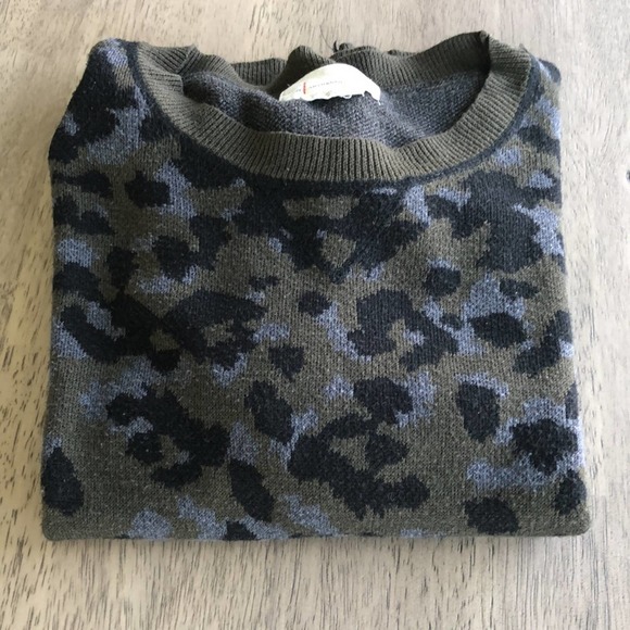 Anthropologie Ethan Camo Green Knit Crewneck Sweater - S - Picture 8 of 8